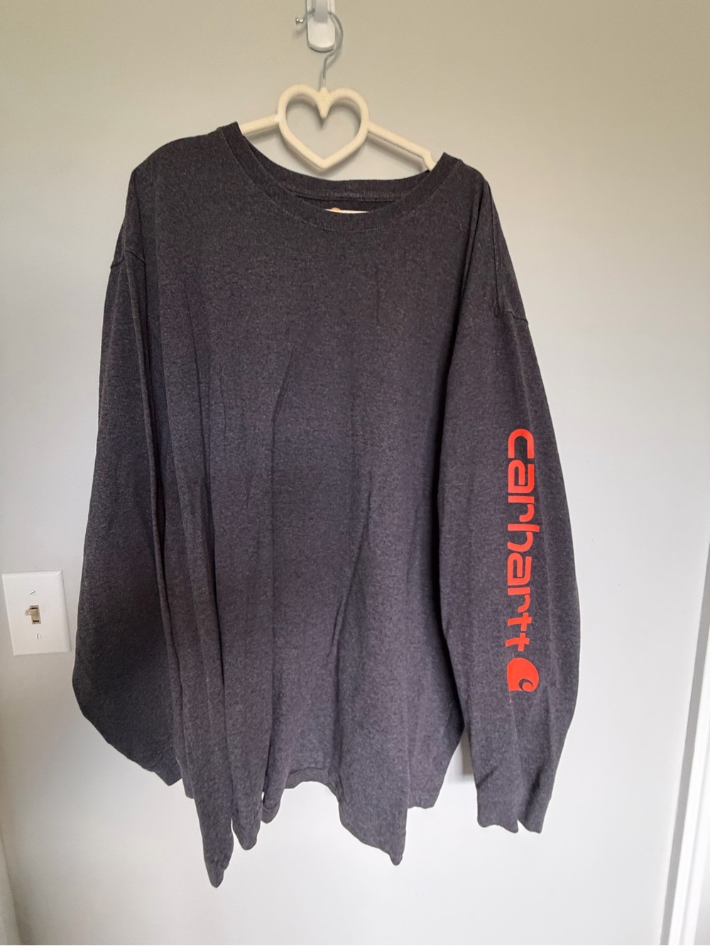 Carhartt Dark Gray Tee with Orange Logo Print